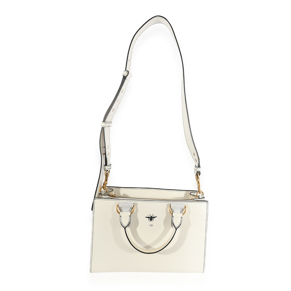 Christian Dior White Smooth Leather D-Bee Tote - Picture 2 of 7